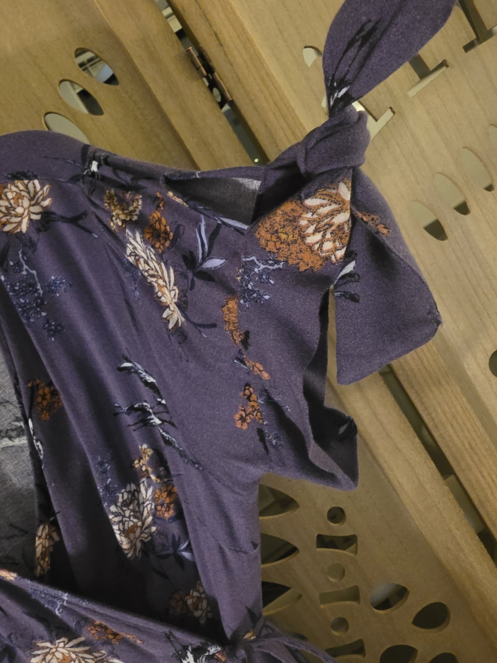 Floral Wrap Midi Dress in Lavender With Bird Pattern - Picture 3 of 5